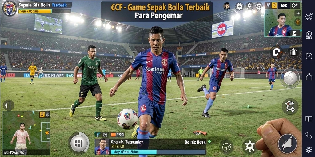 Tampilan gameplay yang mendebarkan di lapangan sepak bola.