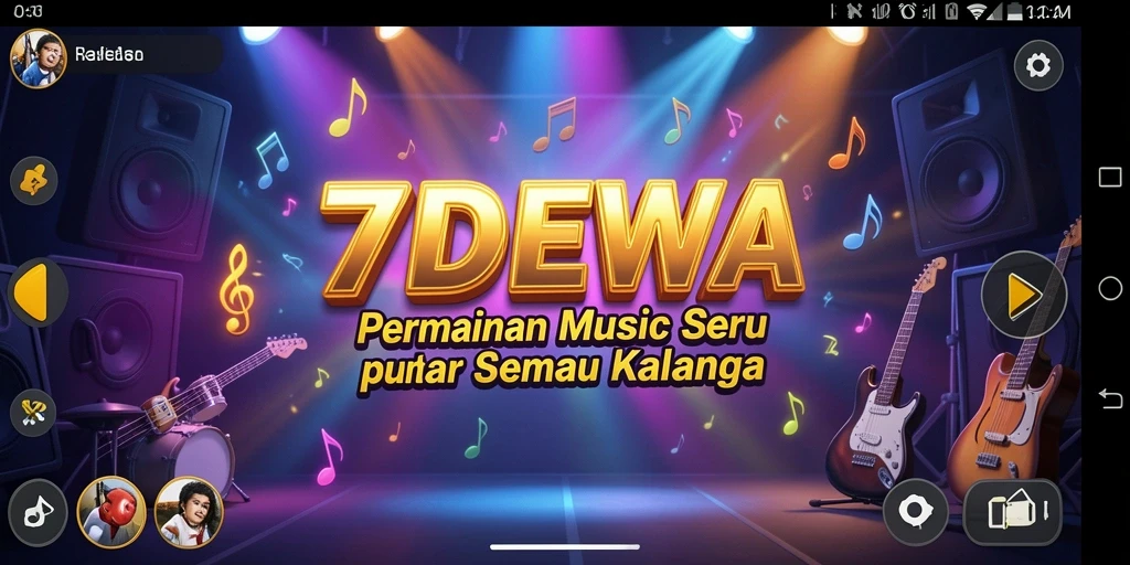 Tampilan gameplay seru di 7DEWA dengan lagu-lagu terpopuler.