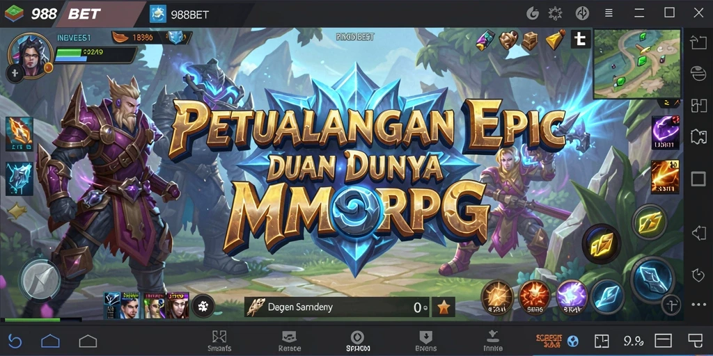 Screenshot gameplay <strong>988BET</strong> menampilkan aksi pertempuran seru dalam MMORPG.