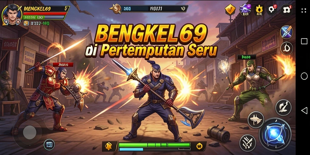 Tampilan aksi mendebarkan dalam permainan Battle Royale BENGKEL69.