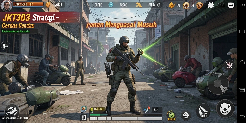 Gameplay JKT303 menampilkan taktik cerdas dan pertempuran sengit.