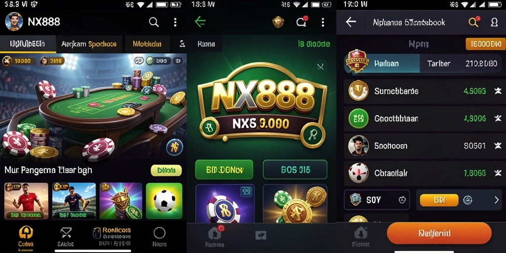 Tampilan antarmuka gameplay aplikasi Sportsbook NX888 yang menarik.