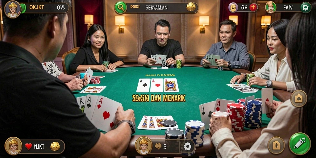 Tampilan gameplay seru dari aplikasi poker OKJKT.