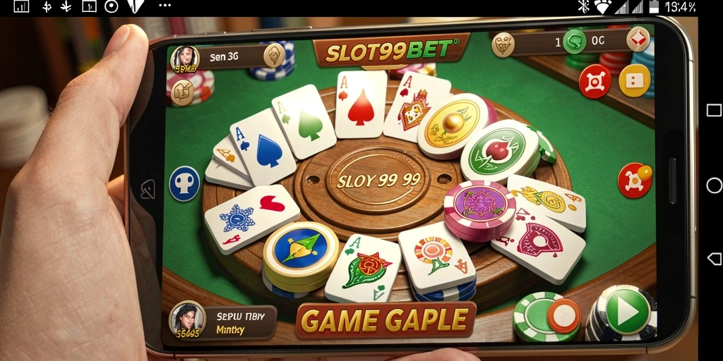 Screenshot utama SLOT99BET menampilkan aksi seru permainan Gaple.