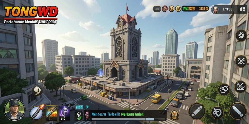 Tampilan gameplay menara pertahanan di TONGWD yang mendebarkan.