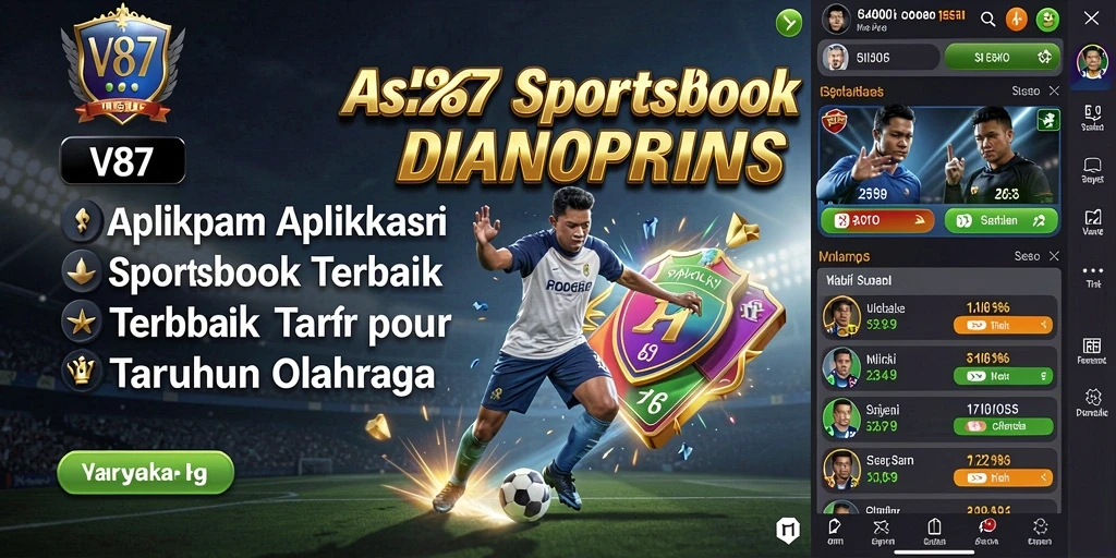 Screenshot V87 menunjukkan antarmuka taruhan olahraga yang menarik dan informatif.