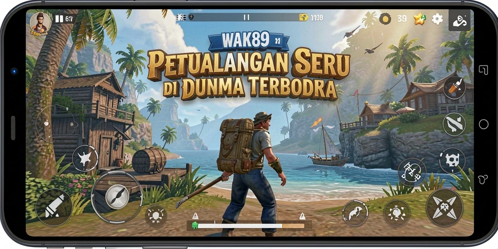 Tampilan dinamis gameplay WAK89 di dunia terbuka yang luas.